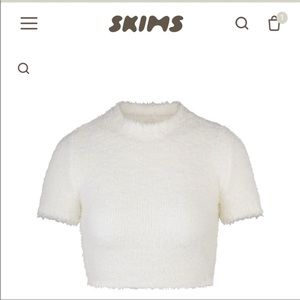 SKIMS COZY KNIT CROPPED T-SHIRT | BONE S/M